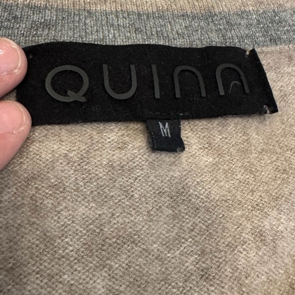 Quinn Women's Heather Brown Long Sleeve/Sweater with Gray Accent, 100% Cashmere - Picture 6 of 11